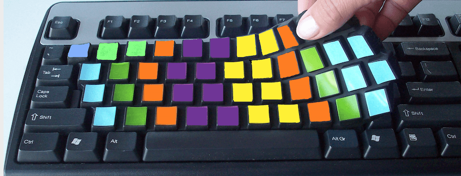 SkinnyTypehelp model DesktopPC Ein Modell auf einer separaten Tastatur lässt sich leicht mit zwei Fingern entfernen