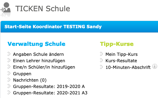 TICKEN-Tippkurs Schulen Startseite